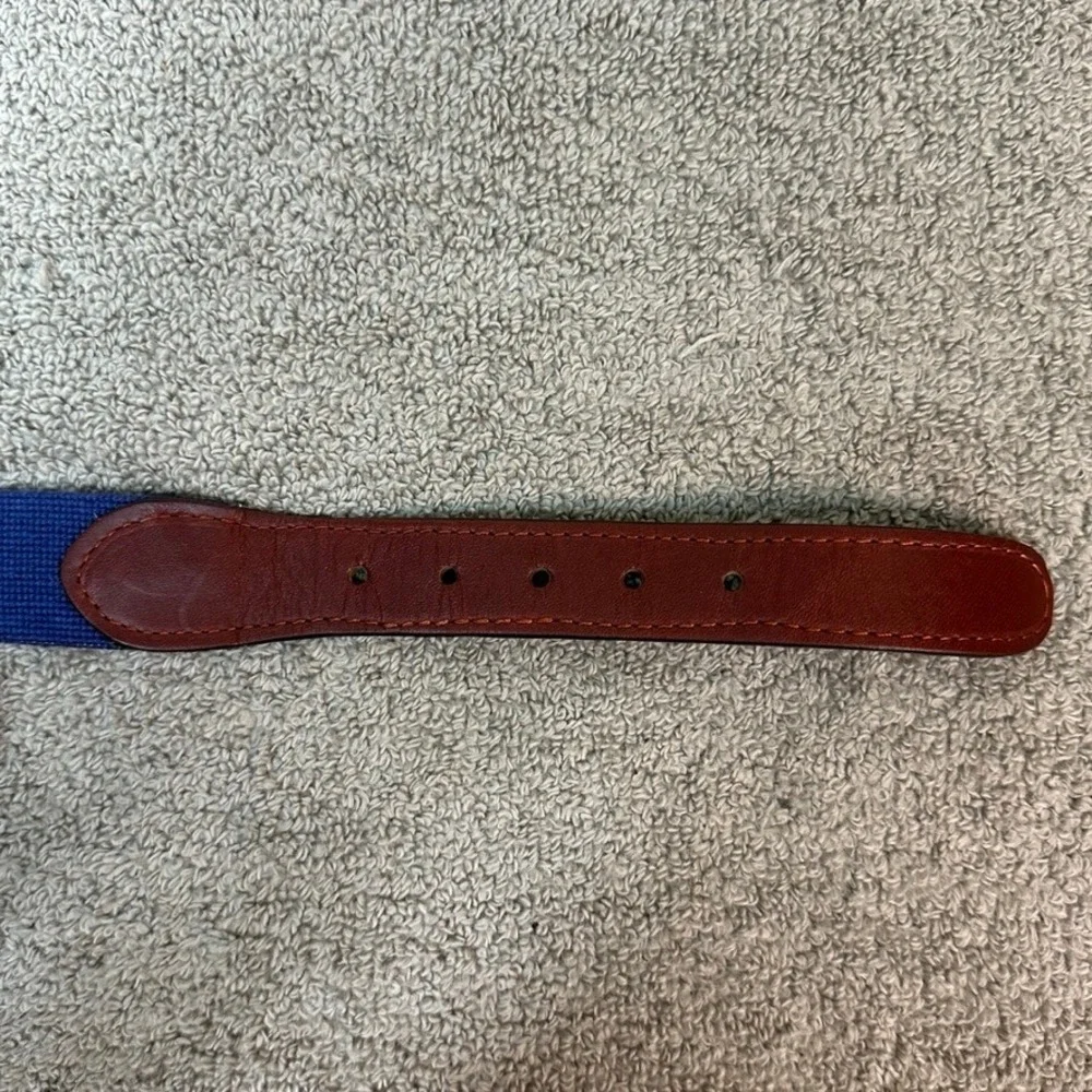 NWT Smathers & Branson Old School Lacrosse Needlepoint Belt Leather Brass 34